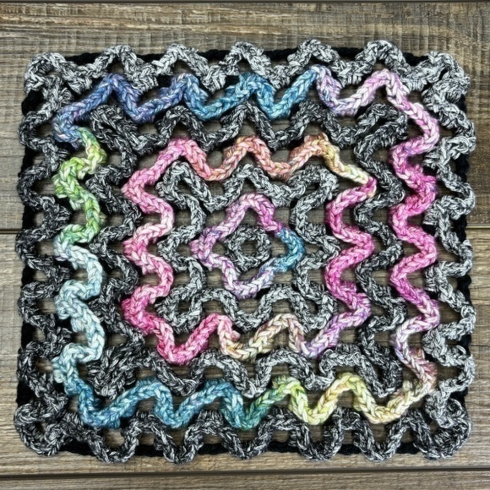 Multi Color Wavy‎ Wiggly Trivet Hot Pad Handcrafted Crochet by Seller Handmade